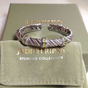 Judith Ripka Sterling Silver with Peridot Cuff Bracelet - Size Small